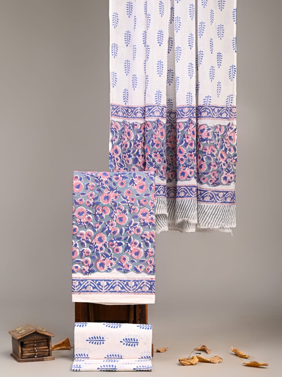 Premium Hand Block Printed Cotton Suit With Cotton Dupatta (BBMU14)