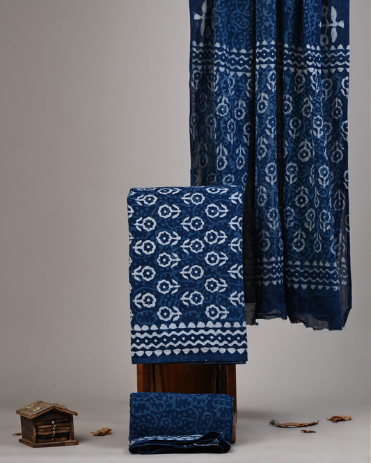Tarditional Hand Block Printed Cotton Suit With Cotton Dupatta (BBMU10)