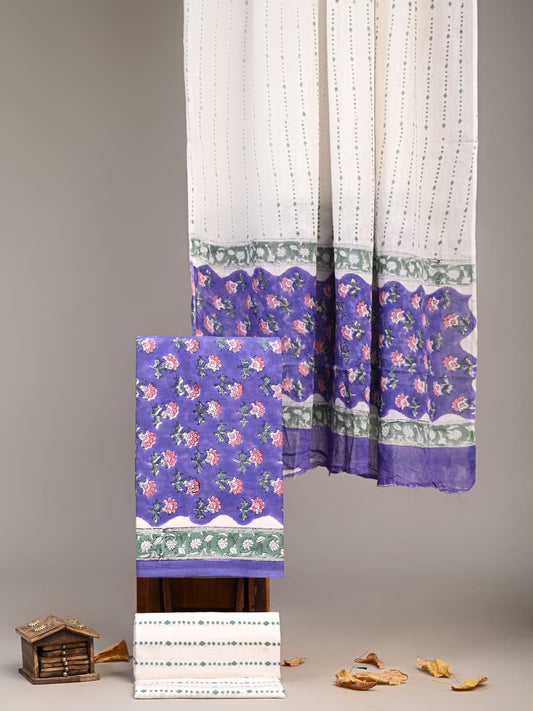 Premium Sanganeri Printed Cotton Suit With Cotton Dupatta (BBMU11)