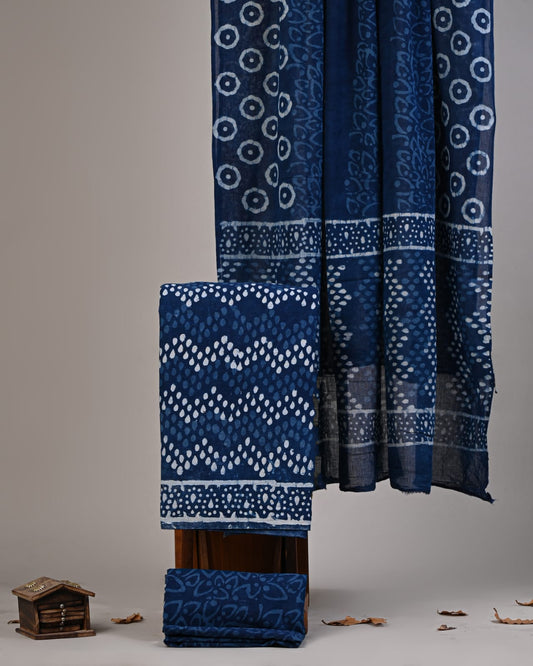 Premium Hand Block Printed Cotton Suit With Cotton Dupatta (BBMU13)