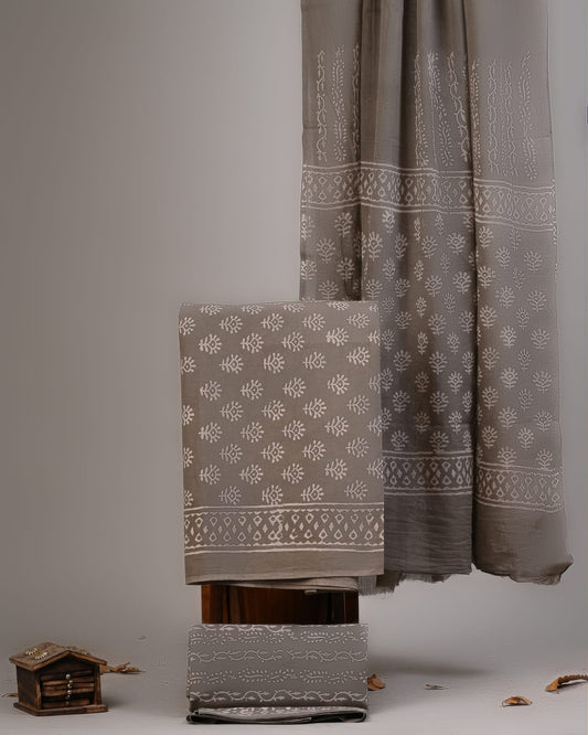 Traditional Sanganeri Printed Cotton Suit With Cotton Dupatta (BBMU15)