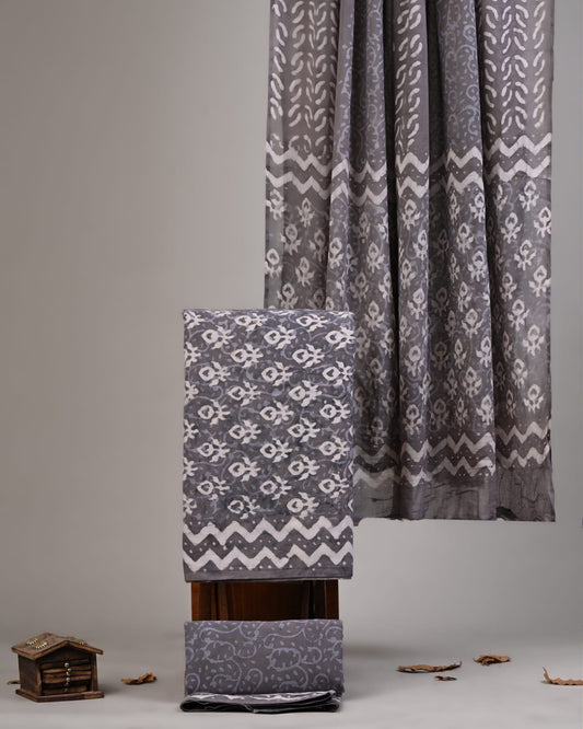 Tarditional Discharge Print Cotton Suit With Cotton Dupatta(BBMU18)