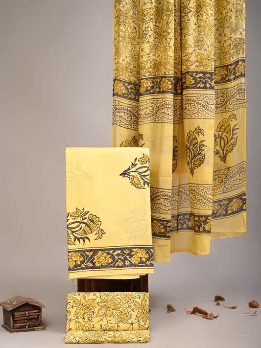 Traditional Sanganeri Printed Cotton Suit With Cotton Dupatta (BBMU02)