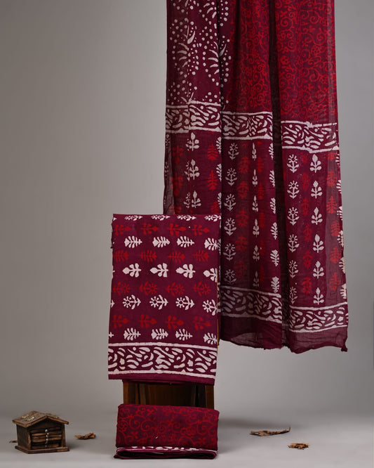 Tarditional Sanganeri Print Cotton Suit With Cotton Dupatta (BBMU20)