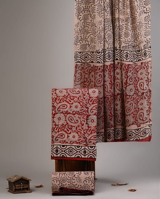 Premium Hand Block Printed Cotton Suit With Cotton Dupatta(BBMU23)