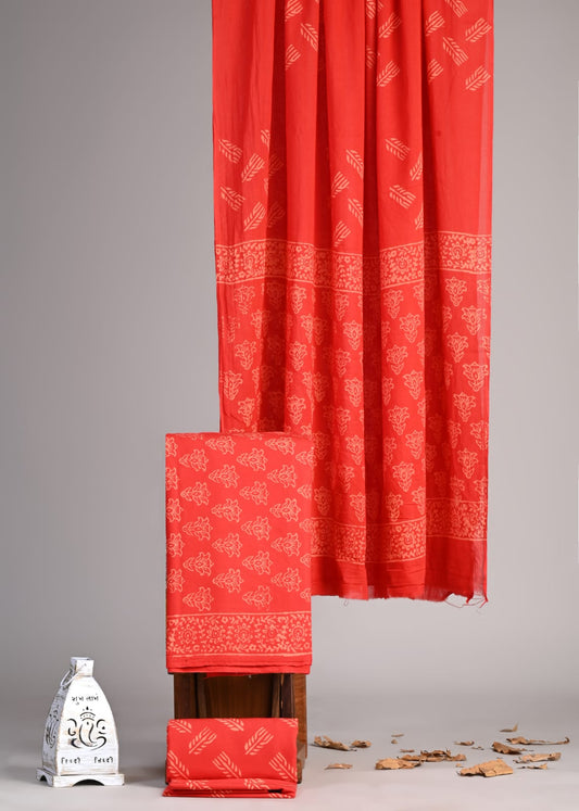 Premium Hand Block Printed Cotton Suit With Cotton Dupatta(BBMU25)
