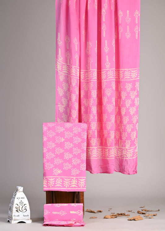 Premium Hand Block Printed Cotton Suit With Cotton Dupatta(BBMU26)