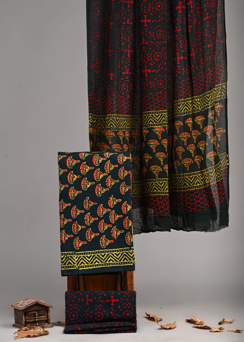 Premium Hand Block Printed Cotton Suit With Cotton Dupatta