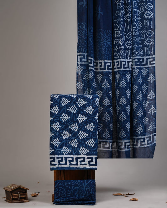 Premium Hand Block Printed Cotton Suit With Cotton Dupatta