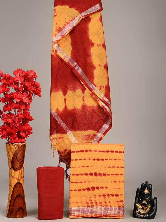 Hand Block Printed Lilen Suit With Linen Dupatta Suit Sets