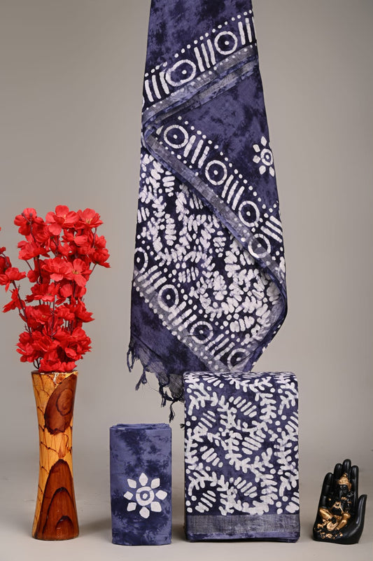 Hand Block Printed Lilen Suit With Linen Dupatta Suit Sets