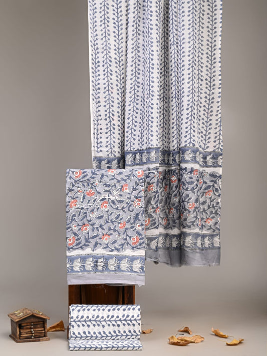 Traditional Sanganeri Printed Cotton Suit With Cotton Dupatta (BBMU06)