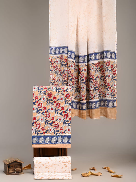 Premium Hand Block Printed Cotton Suit With Cotton Dupatta (BBMU08)